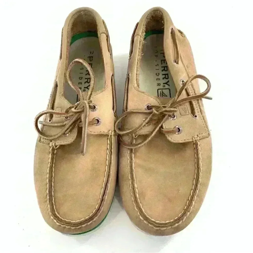Sperry mens flats size 9 tan leather lace up boat shoes